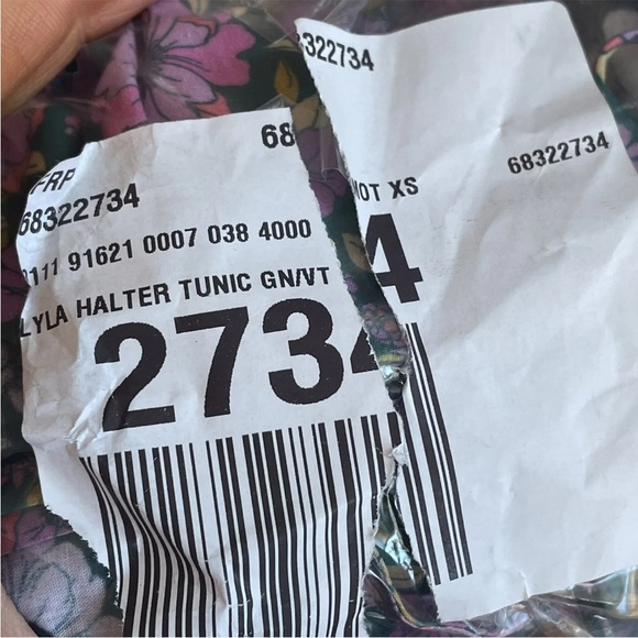 Free People Lyla Tunic Blouse Top XS UK 6 8 Green Floral Halterneck Boho BN - Picture 6 of 8